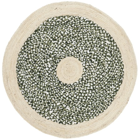 SAFAVIEH Cape Cod Wesley Braided Area Rug, 3' x 3' Round, Green/Natural