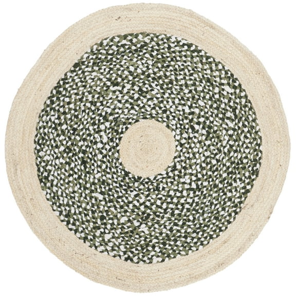 SAFAVIEH Cape Cod Wesley Braided Area Rug, 3' x 3' Round, Green/Natural