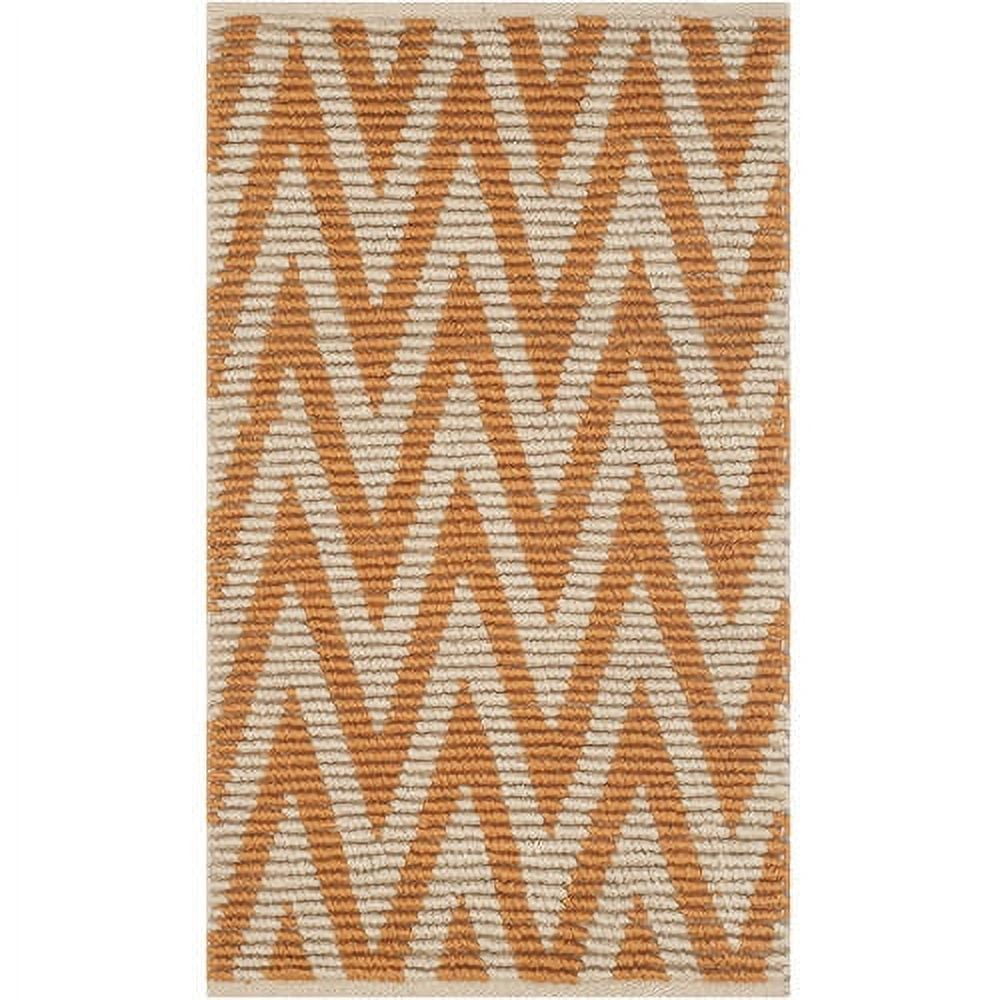 Cape Cod Natural Orange Hand-Knotted Wool and Cotton Area Rug, 2'3" x 3'9"