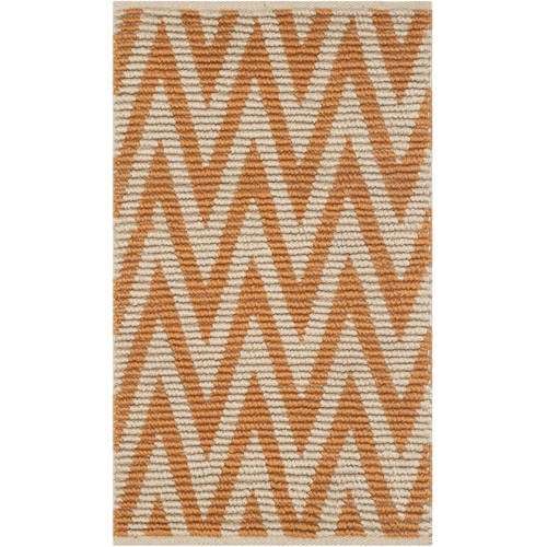 Cape Cod Natural Orange Hand-Knotted Wool and Cotton Area Rug, 2'3" x 3'9"