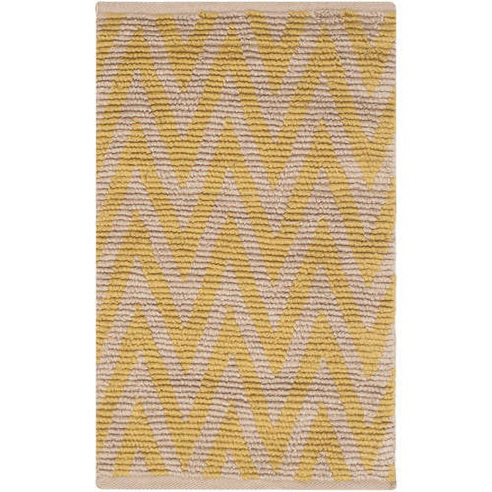 Natural Yellow Handwoven Chevron Cotton Area Rug