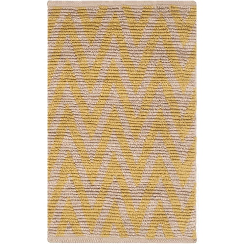 Natural Yellow Handwoven Chevron Cotton Area Rug