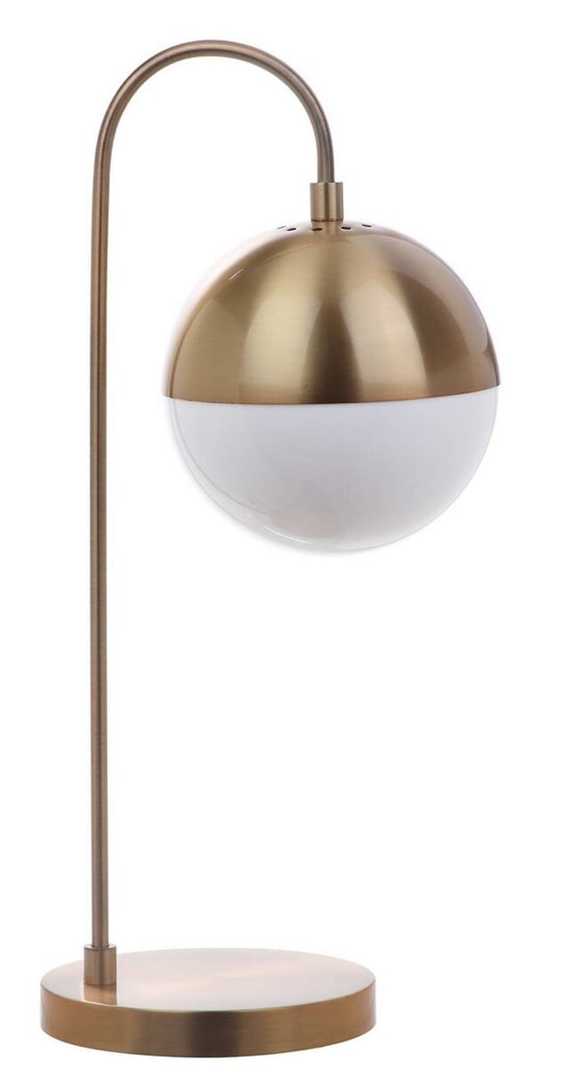 Brass Gold Mid-Century Modern Table Lamp with USB Port