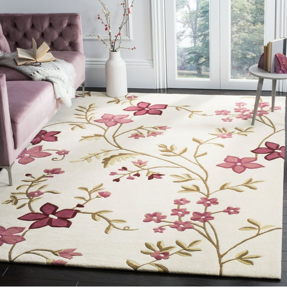 Safavieh Capri Bernadine Floral Wool Area Rug, Ivory/Purple, 3' x 5'