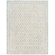 SAFAVIEH Capri Blair Diamond Wool Area Rug, Blue/Rust, 9' x 12'