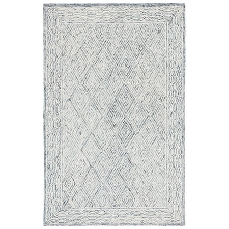 SAFAVIEH Capri Blair Diamond Wool Area Rug, Ivory/Blue, 3' x 5'
