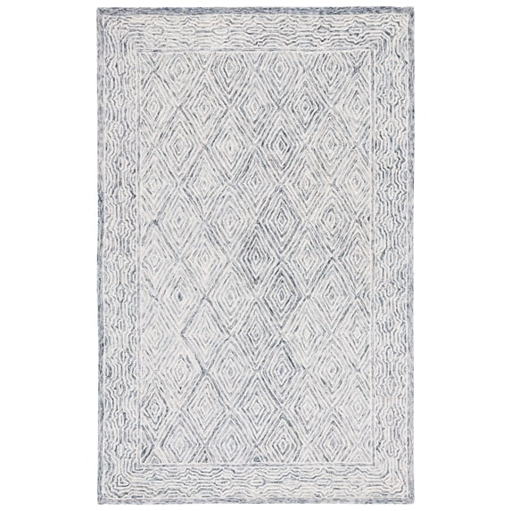 SAFAVIEH Capri Blair Diamond Wool Area Rug, Ivory/Blue, 4' x 6'