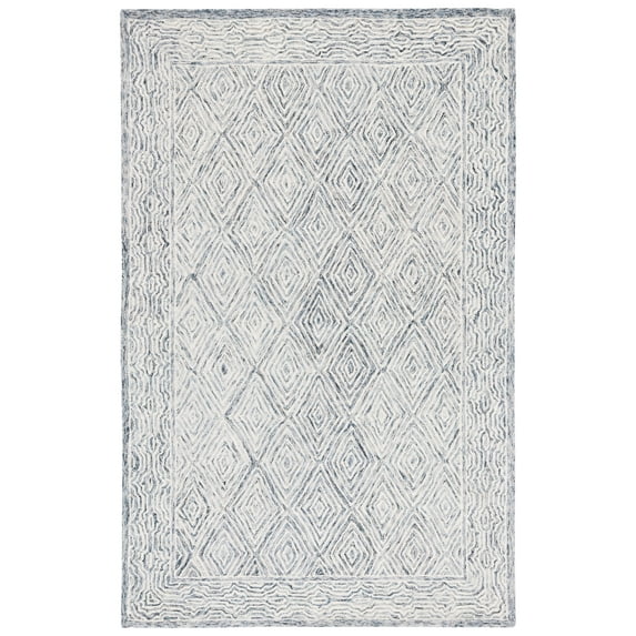 SAFAVIEH Capri Blair Diamond Wool Area Rug, Ivory/Blue, 5' x 8'