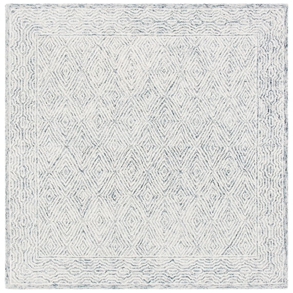 SAFAVIEH Capri Blair Diamond Wool Area Rug, Ivory/Blue, 7' x 7' Square