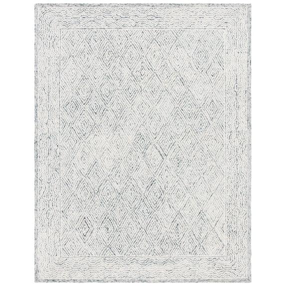 SAFAVIEH Capri Blair Diamond Wool Area Rug, Ivory/Blue, 9' x 12'