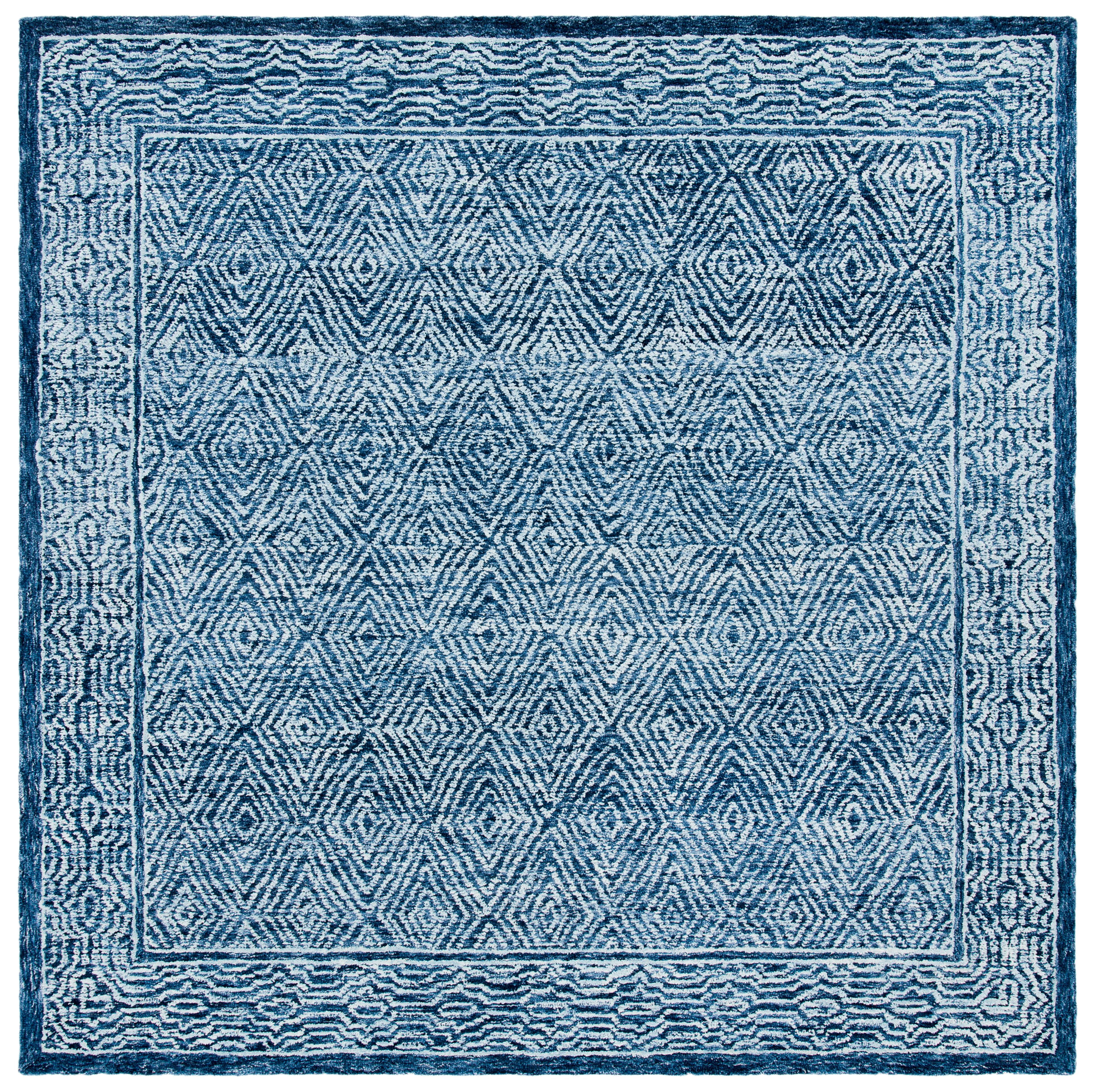 Hand-tufted Artisan Blue Wool 7' Square Area Rug