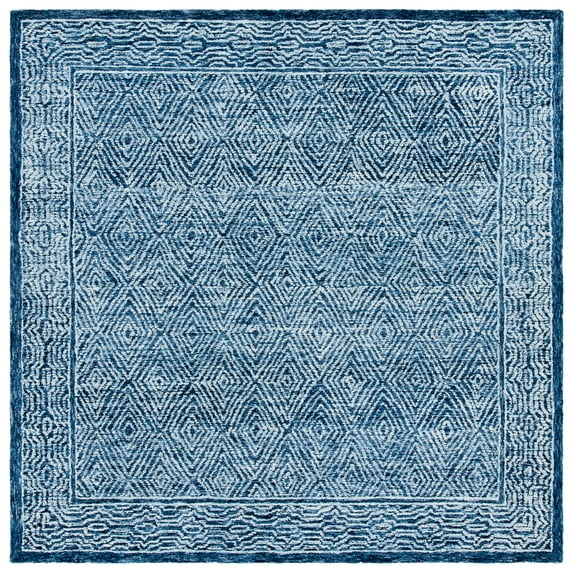 SAFAVIEH Capri Blair Diamond Wool Area Rug, Navy, 7' x 7' Square