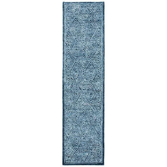 SAFAVIEH Capri Blair Diamond Wool Runner Rug, Navy, 2'3" x 9'
