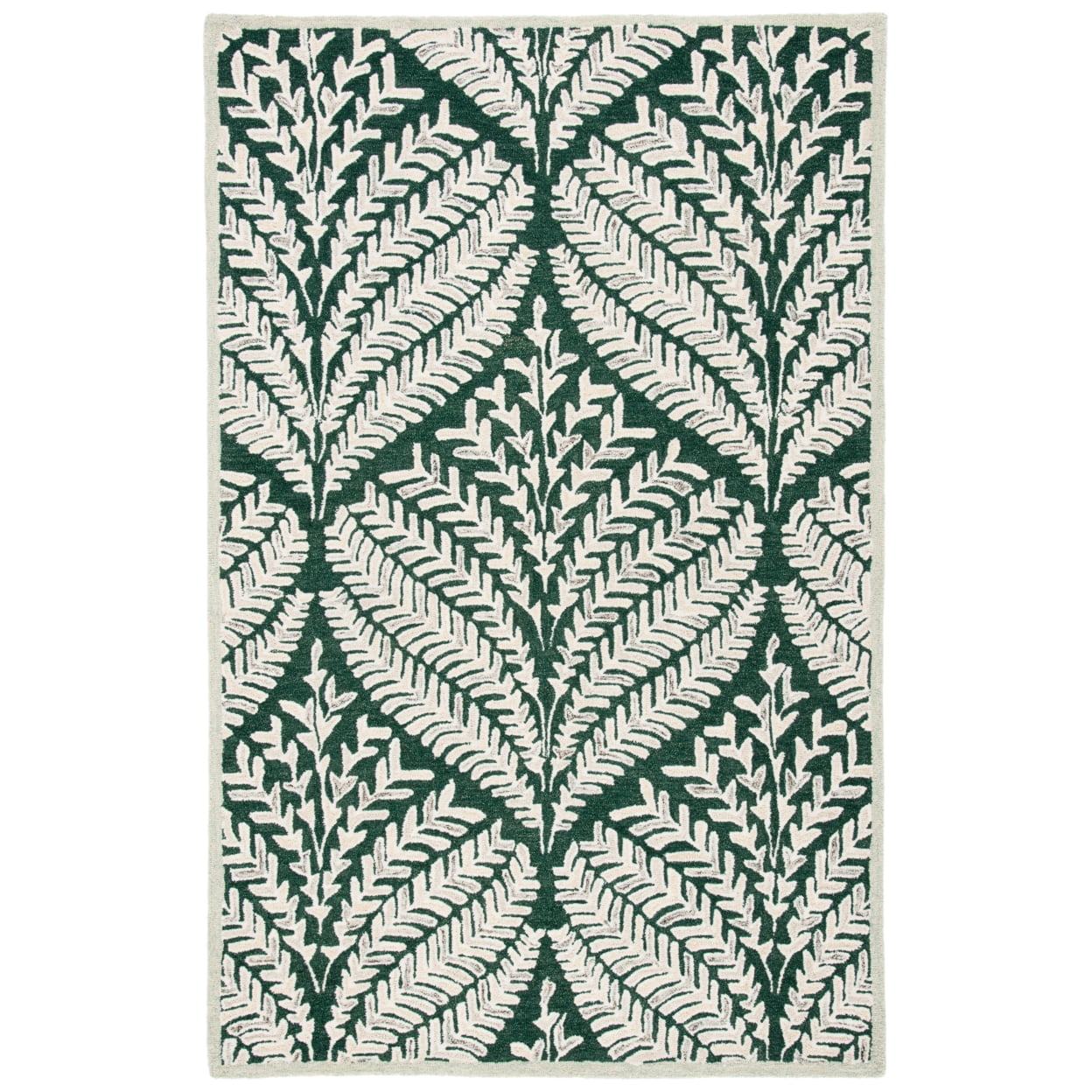 Capri 5' x 8' Dark Green and Ivory Hand-Tufted Wool Area Rug