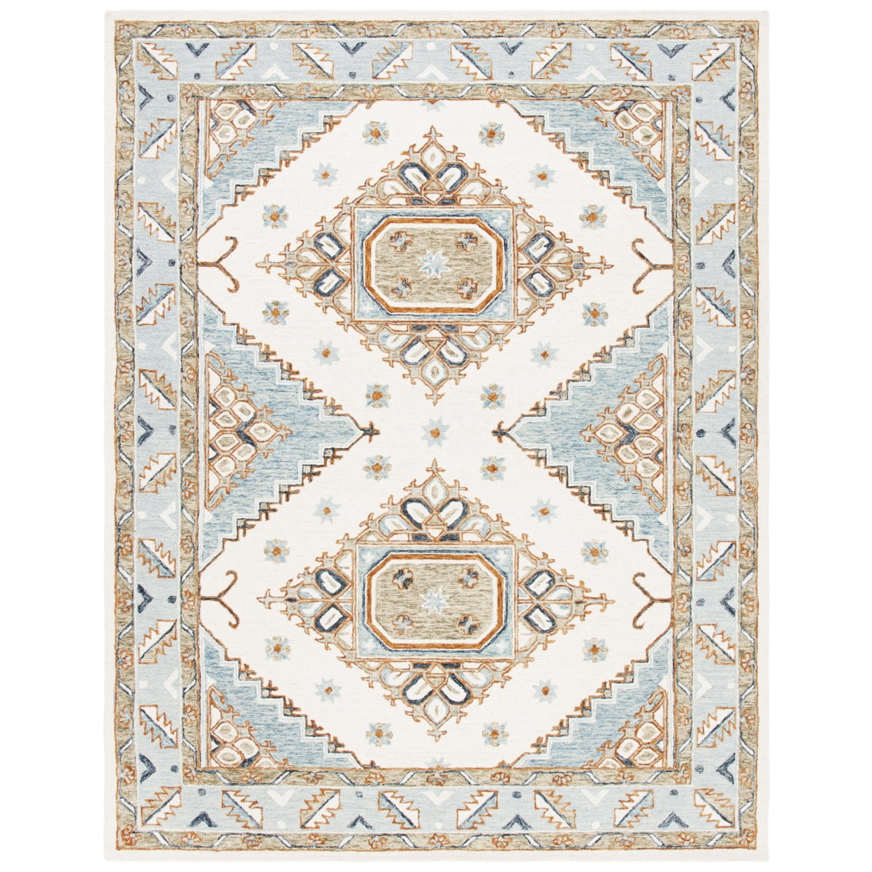 Ivory and Rust Medallion Wool 8' x 10' Handmade Tufted Rug
