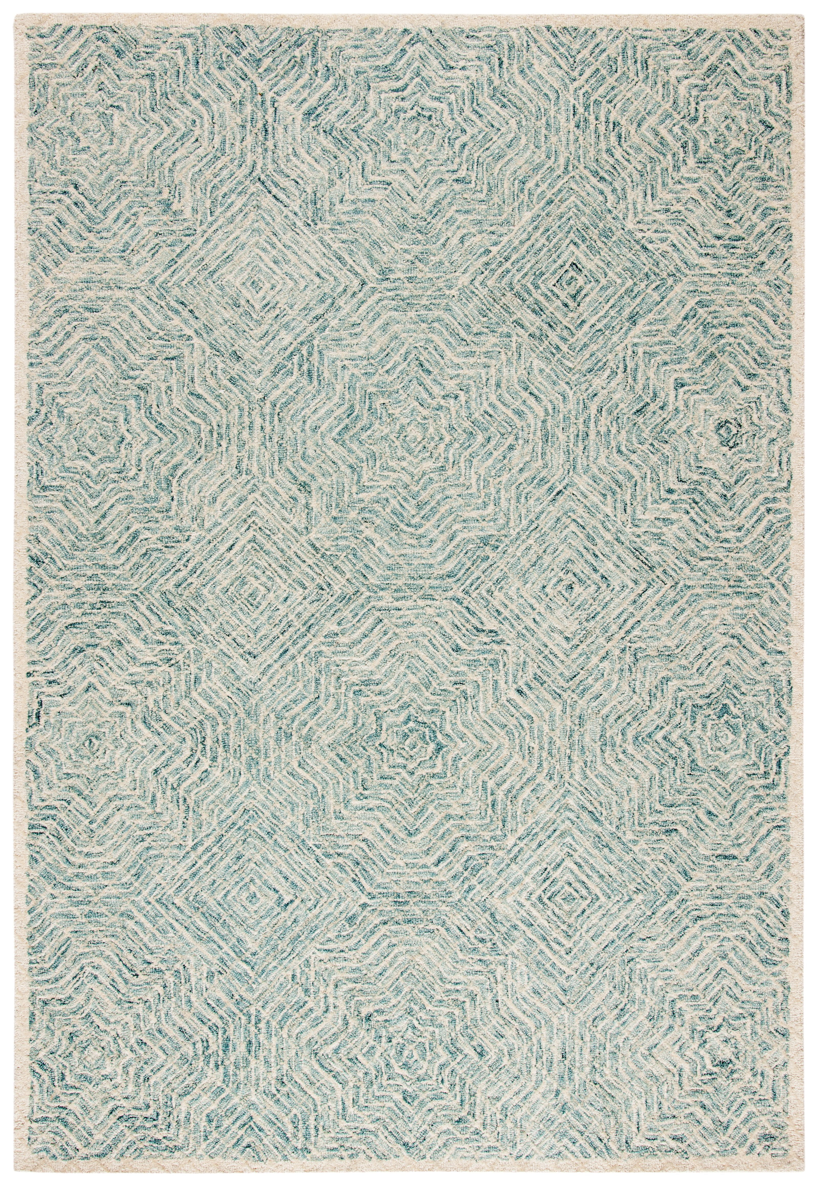 Capri Blue and Ivory Hand-Tufted Wool Area Rug 3' x 5'