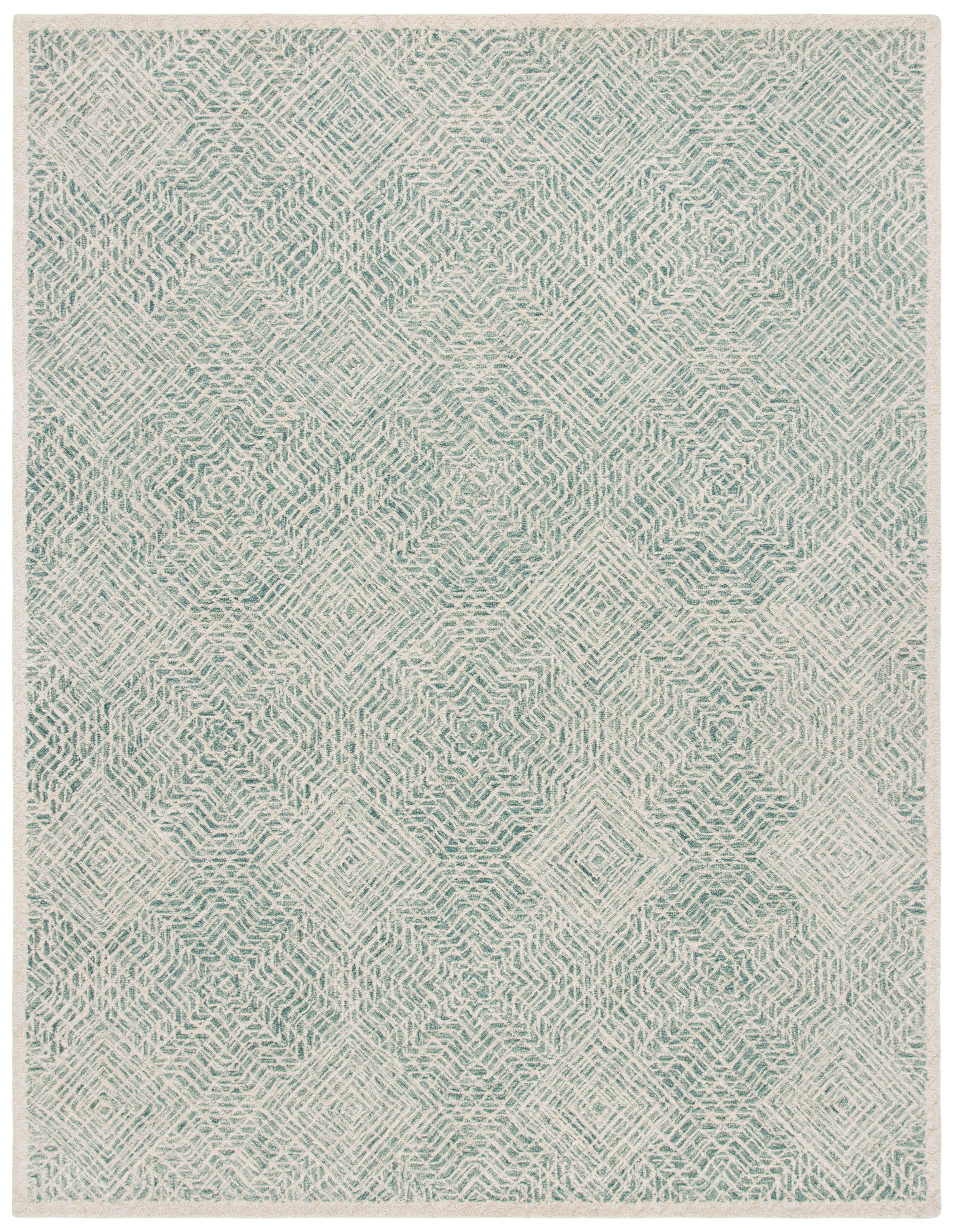 Elegant Capri Blue and Ivory 9' x 12' Hand-Tufted Wool-Silk Blend Rug