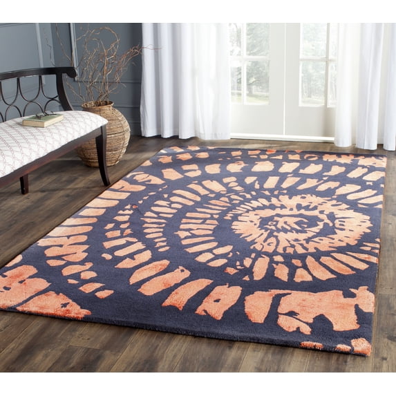 SAFAVIEH Capri Diamond Abstract Wool Area Rug, Steel/Blue, 5' x 8'