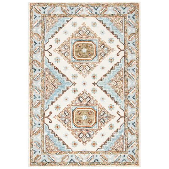 SAFAVIEH Capri Cletus Medallion Wool Area Rug, Ivory/Rust, 3' x 5'