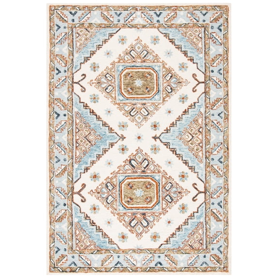 SAFAVIEH Capri Cletus Medallion Wool Area Rug, Ivory/Rust, 3' x 5'