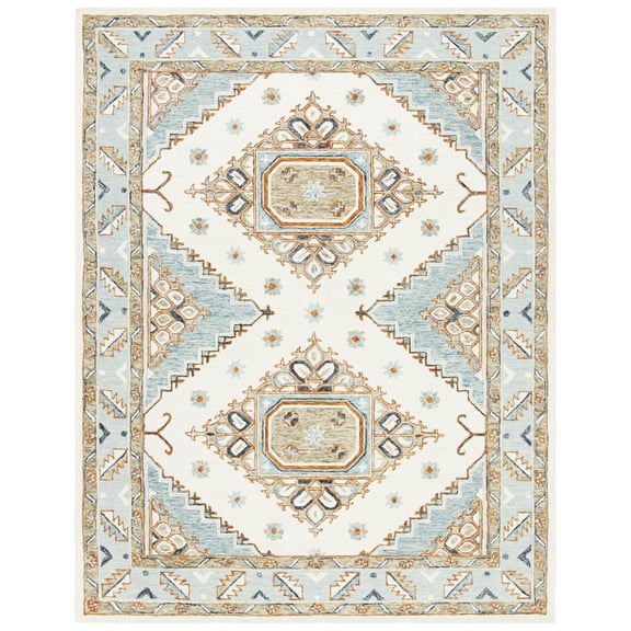 SAFAVIEH Capri Cletus Medallion Wool Area Rug, Ivory/Rust, 9' x 12'