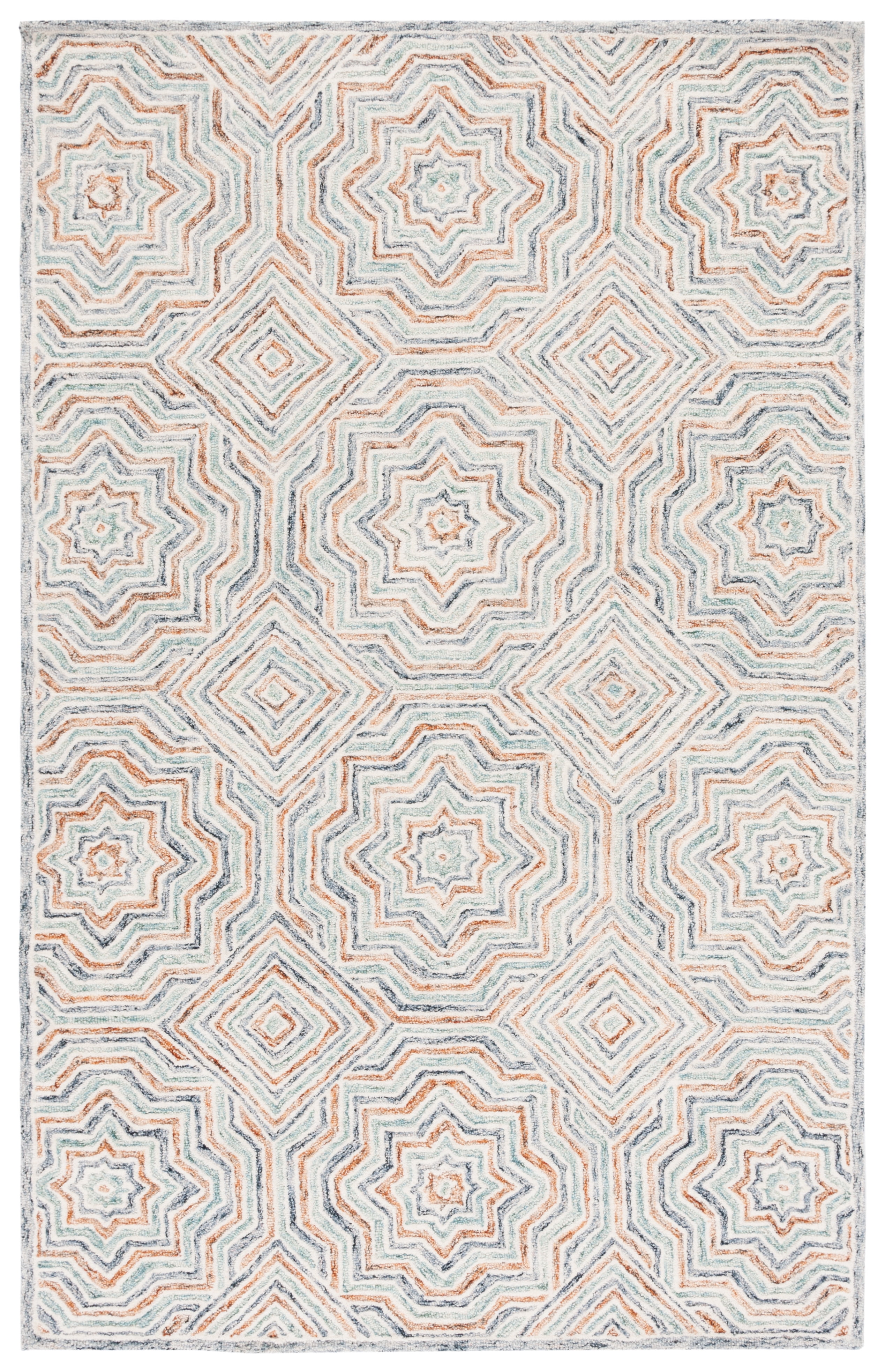 Capri 4' x 6' Blue and Rust Hand-Tufted Wool Area Rug