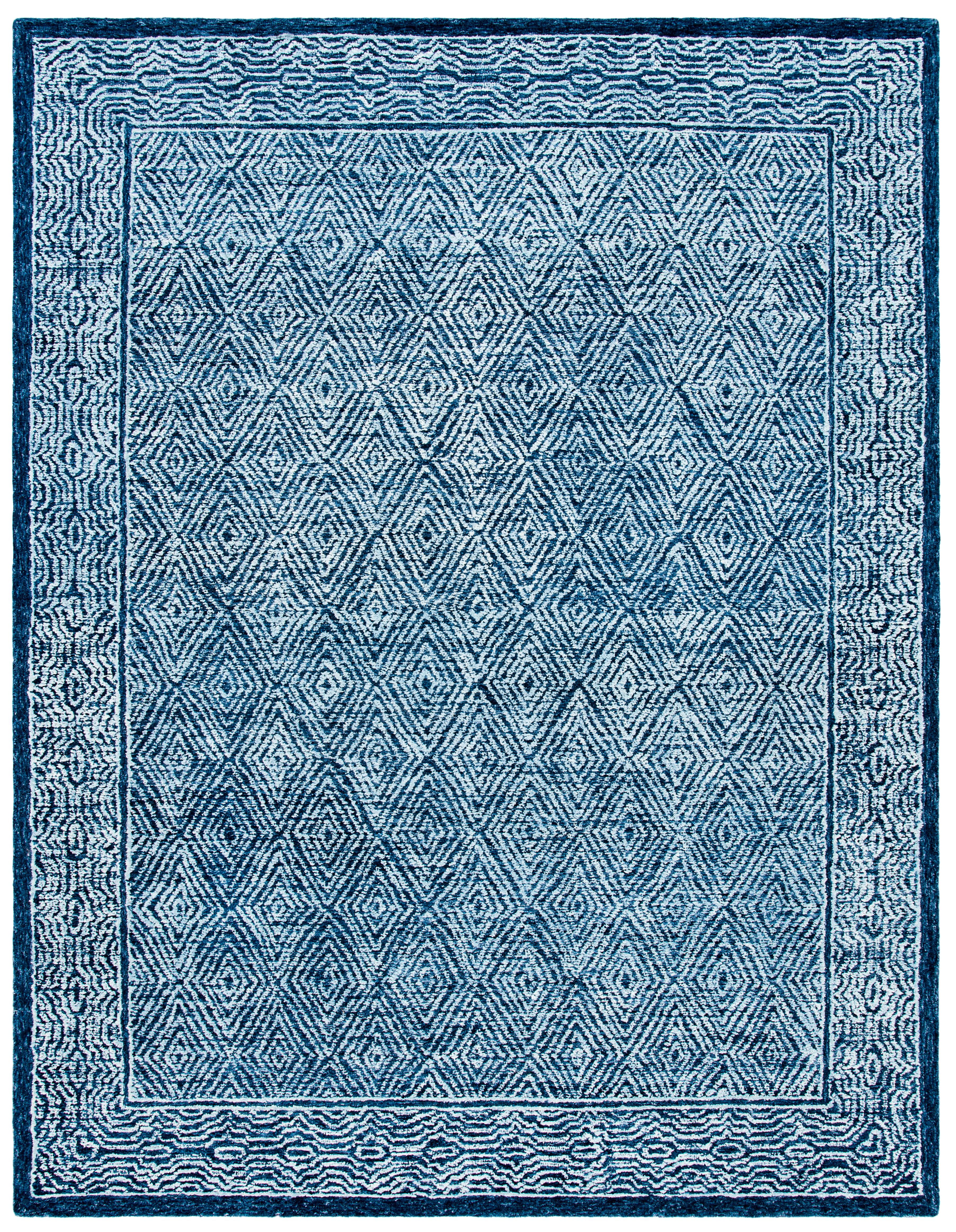 Navy Hand-Tufted Wool 8' x 10' Rectangular Area Rug