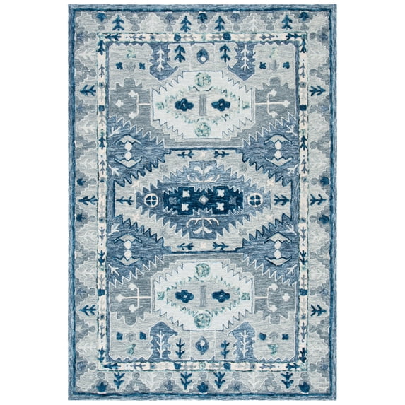 SAFAVIEH Capri Collin Southwestern Wool Area Rug, Blue/Grey, 5' x 8'