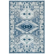 SAFAVIEH Capri Collin Southwestern Wool Area Rug, Blue/Grey, 6' x 9'