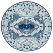 SAFAVIEH Capri Collin Southwestern Wool Area Rug, Blue/Grey, 7' x 7' Round