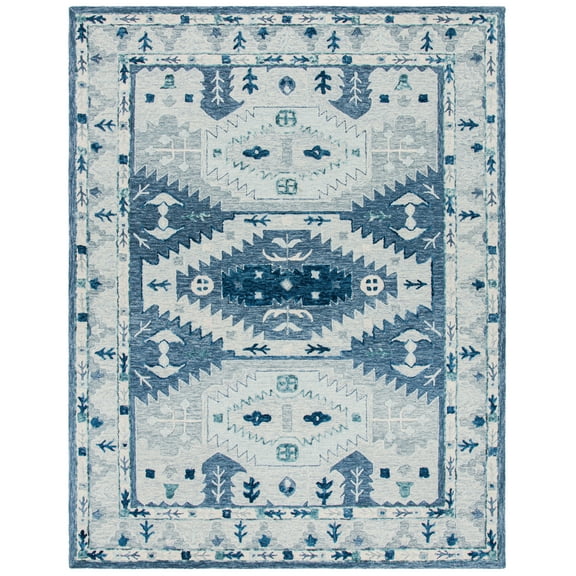 SAFAVIEH Capri Collin Southwestern Wool Area Rug, Blue/Grey, 8' x 10'