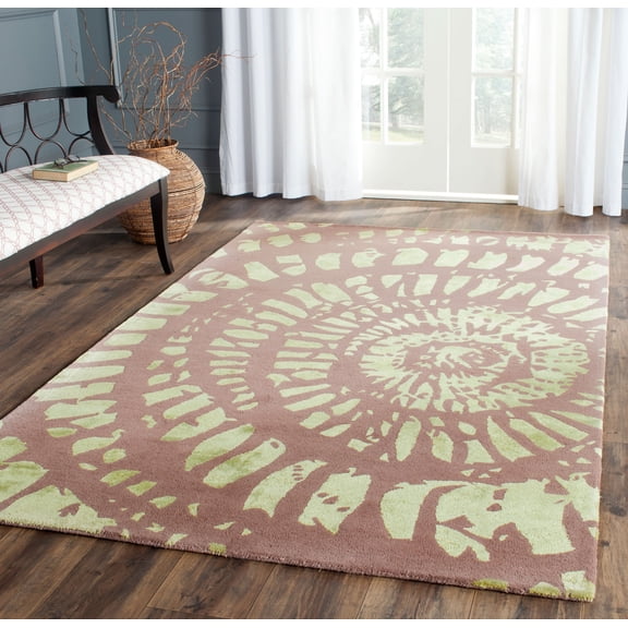 SAFAVIEH Capri Diamond Abstract Wool Area Rug, Plum/Mist, 4' x 6'