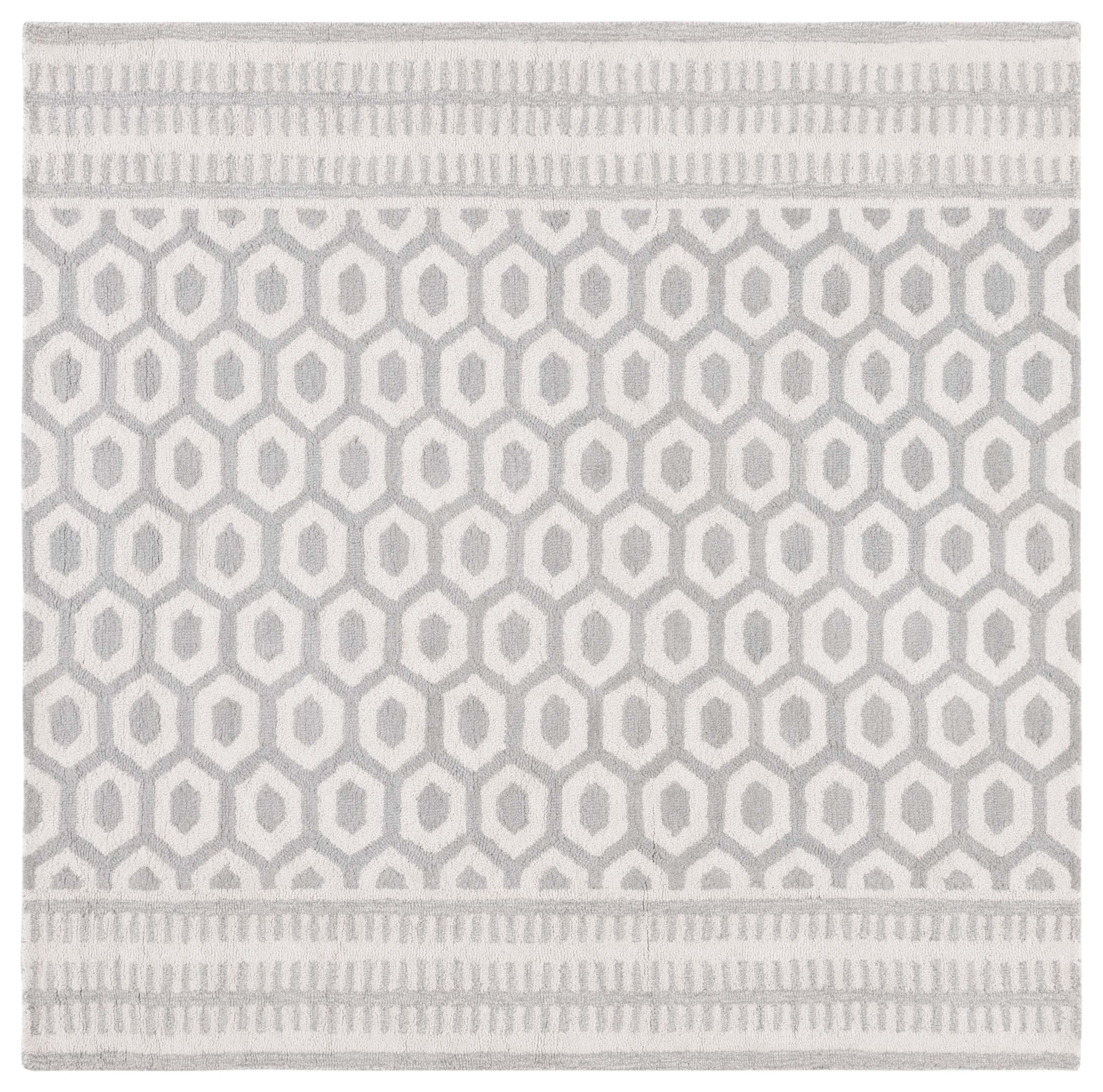 SAFAVIEH Capri Francis Geometric Area Rug, Ivory/Grey, 6' x 6' Square