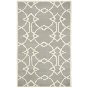 SAFAVIEH Capri Jonathon Geometric Wool Area Rug, Grey/Ivory, 4' x 6'