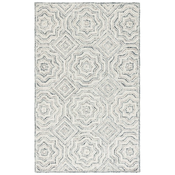SAFAVIEH Capri Layla Geometric Wool Area Rug, Beige/Blue, 3' x 5'
