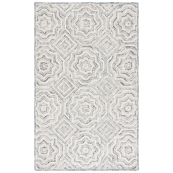 SAFAVIEH Capri Layla Geometric Wool Area Rug, Beige/Blue, 4' x 6'
