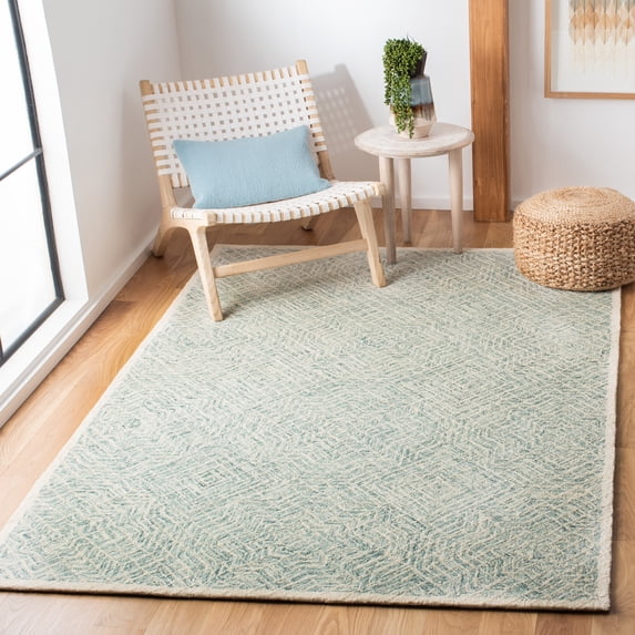 SAFAVIEH Capri Layla Geometric Wool Area Rug, Blue/Ivory, 6' x 9'