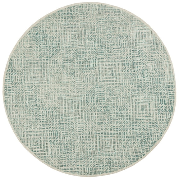 SAFAVIEH Capri Layla Geometric Wool Area Rug, Blue/Ivory, 7' x 7' Round
