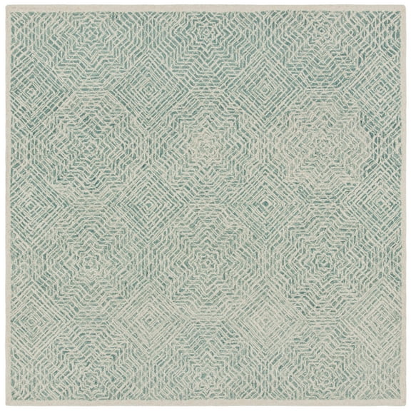SAFAVIEH Capri Layla Geometric Wool Area Rug, Blue/Ivory, 7' x 7' Square