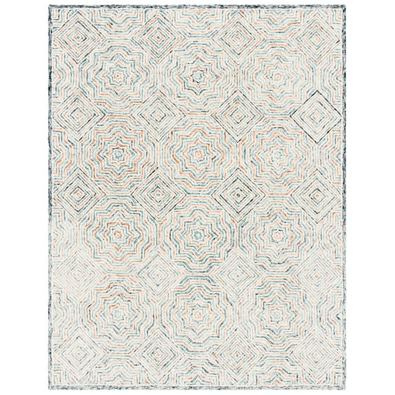 SAFAVIEH Capri Layla Geometric Wool Area Rug, Blue/Rust, 8' x 10'