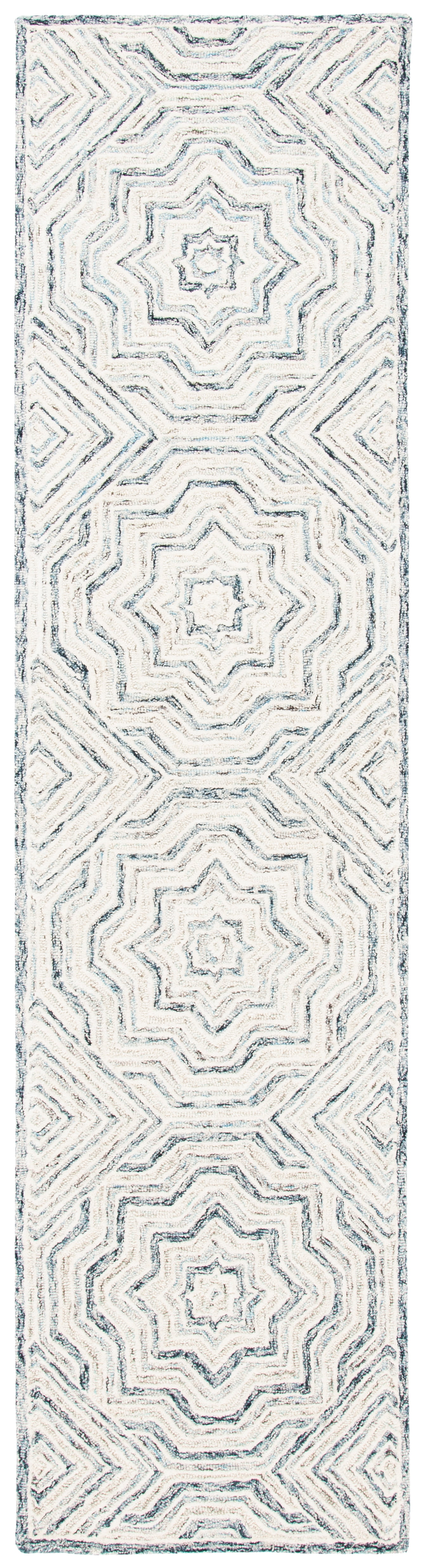 SAFAVIEH Capri Layla Geometric Wool Runner Rug, Beige/Blue, 2'3" x 9'