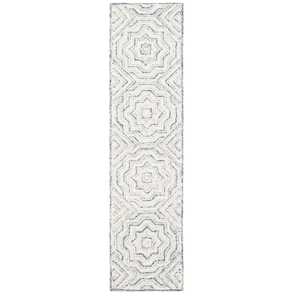 SAFAVIEH Capri Layla Geometric Wool Runner Rug, Beige/Blue, 2'3" x 9'