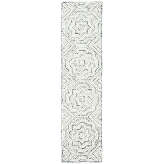 SAFAVIEH Capri Layla Geometric Wool Runner Rug, Beige/Blue, 2'3" x 9'