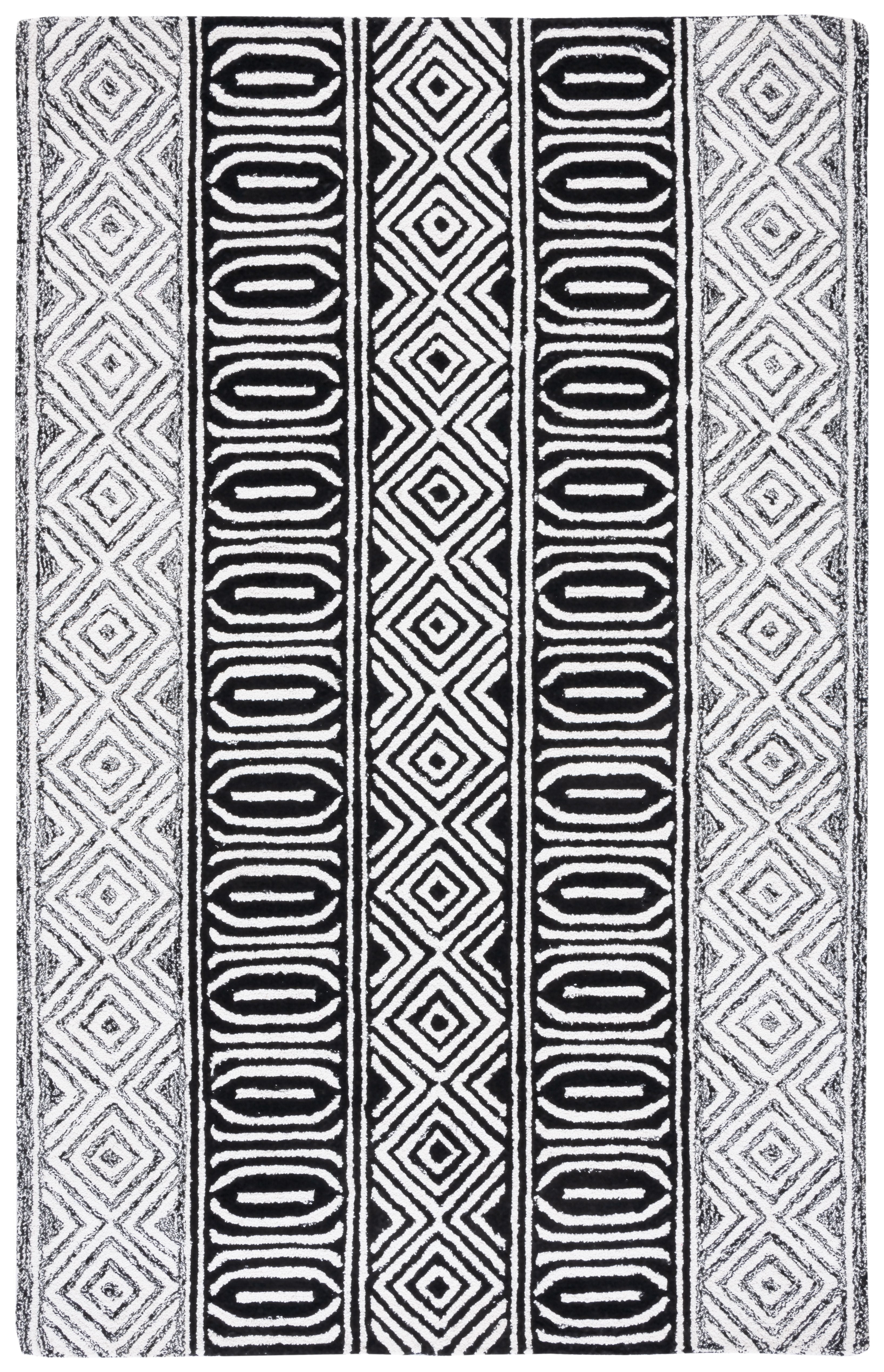 Capri Black and Ivory Hand-Tufted Wool 4' x 6' Area Rug