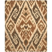 SAFAVIEH Capri Merrilyn Damask Geometric Wool Area Rug, Multi/Brown, 8' x 10'