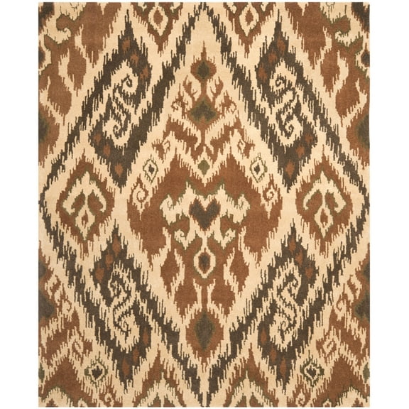SAFAVIEH Capri Merrilyn Damask Geometric Wool Area Rug, Multi/Brown, 8' x 10'
