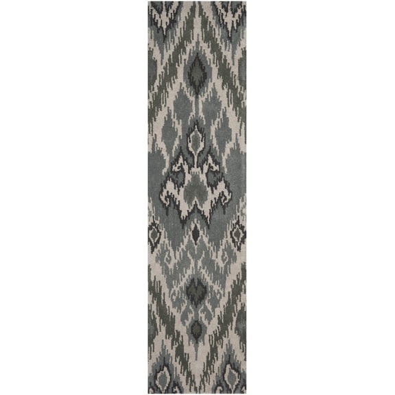 SAFAVIEH Capri Merrilyn Damask Geometric Wool Runner Rug, Multi/Grey, 2'3" x 9'