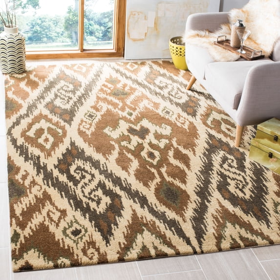 SAFAVIEH Capri Merrilyn Damask Wool Area Rug, Multi/Brown, 4' x 6'