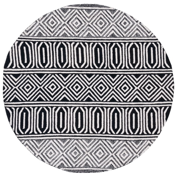 SAFAVIEH Capri Moira Southwestern Area Rug, Ivory/Black, 6' x 6' Round