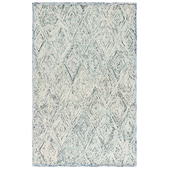 SAFAVIEH Capri Nicholas Diamond Wool Area Rug, Blue/Ivory, 6' x 9'